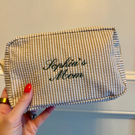 Seersucker cosmetic pouch