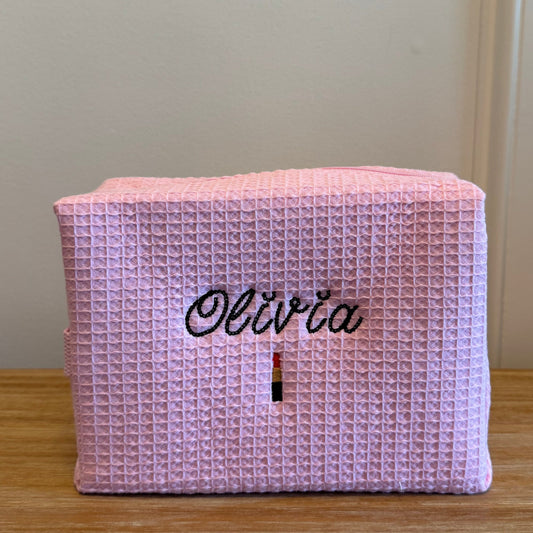 Waffle cosmetic pouch