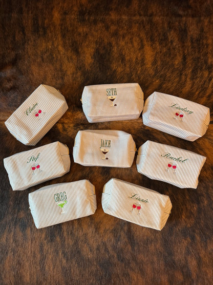 Seersucker cosmetic pouch