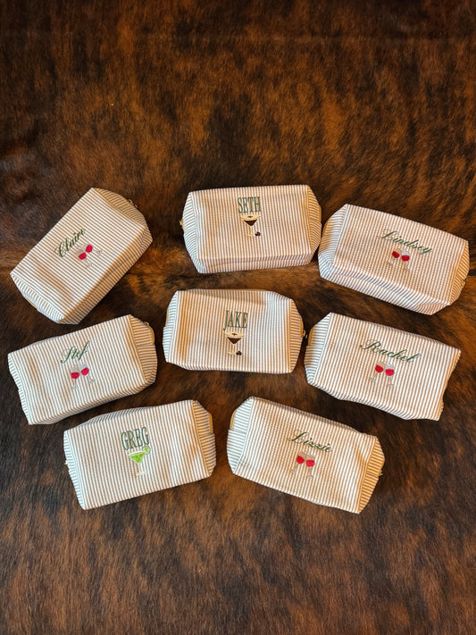 Seersucker cosmetic pouch