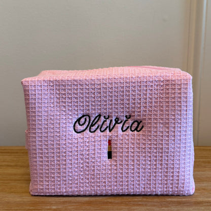 Waffle cosmetic pouch