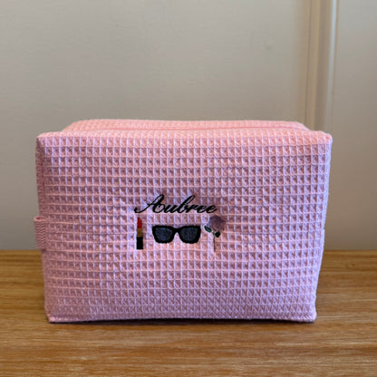 Waffle cosmetic pouch