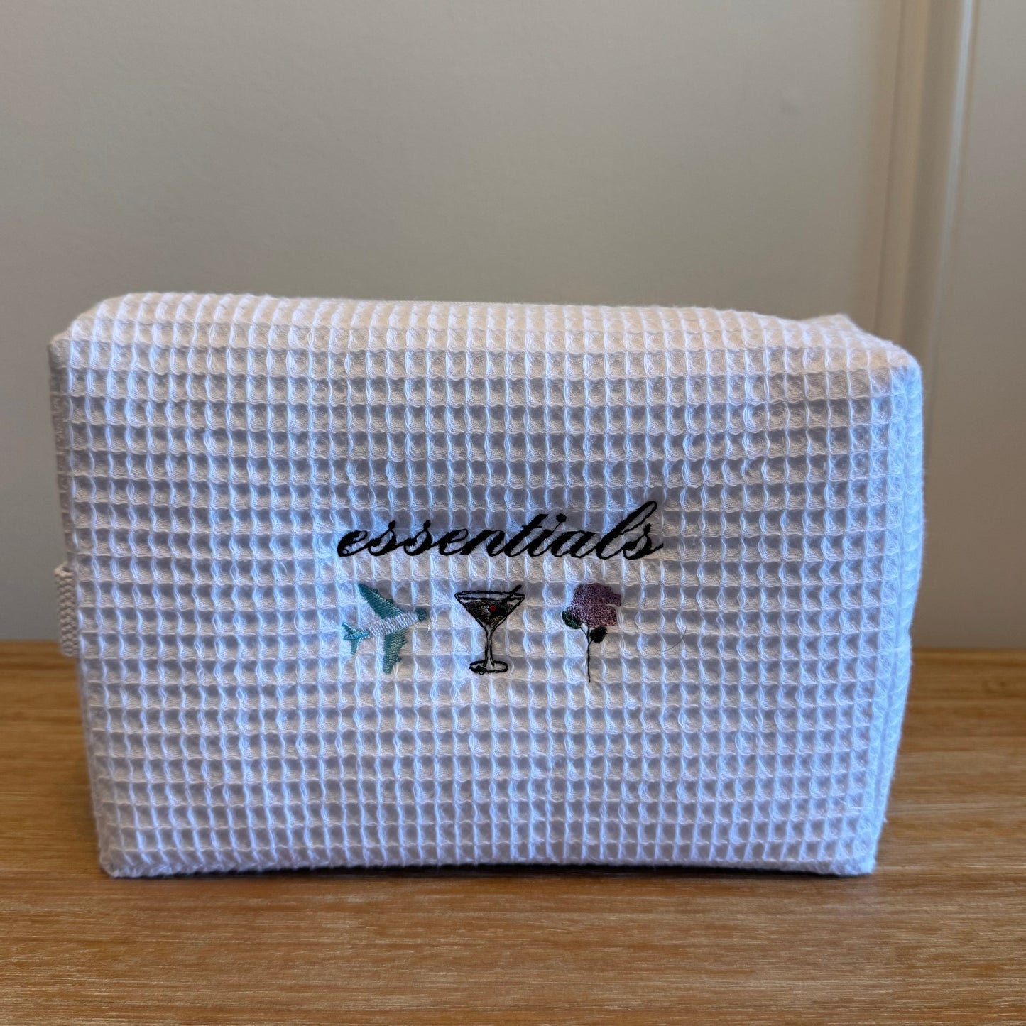 Waffle cosmetic pouch