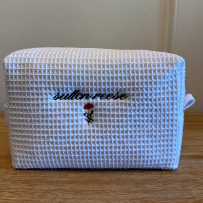 Waffle cosmetic pouch