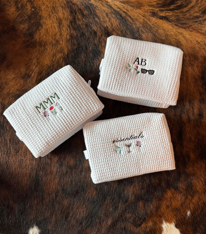Waffle cosmetic pouch