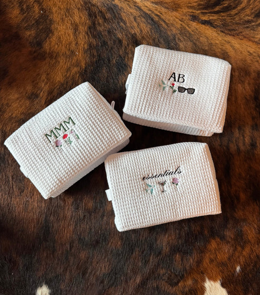 Waffle cosmetic pouch